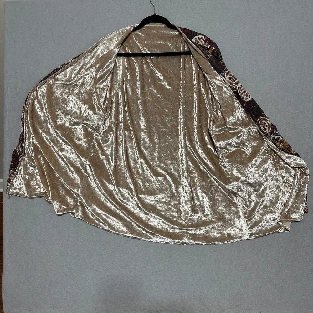 Entro Medallion Print Velvet Lined Kimono Jacket J8489 Earth Tones ML - Picture 2 of 7